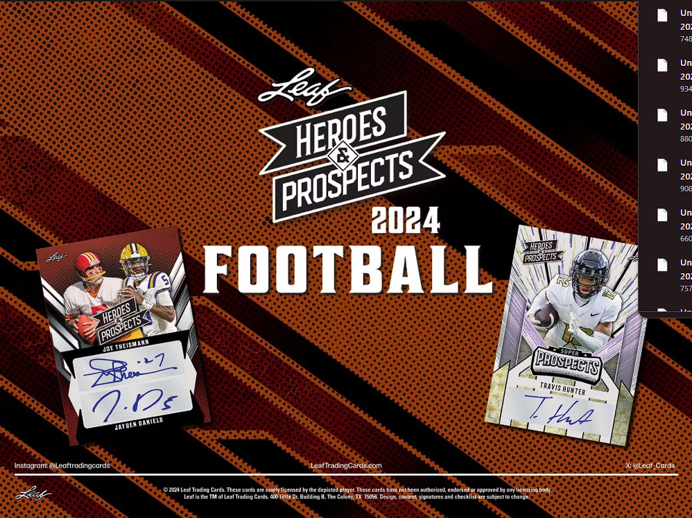 2024 Leaf Heroes and Prospects Football Hobby Box