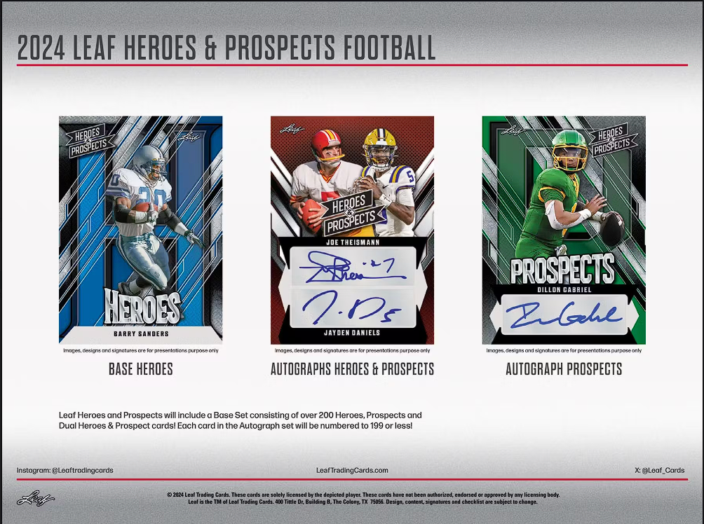 2024 Leaf Heroes and Prospects Football Hobby Box