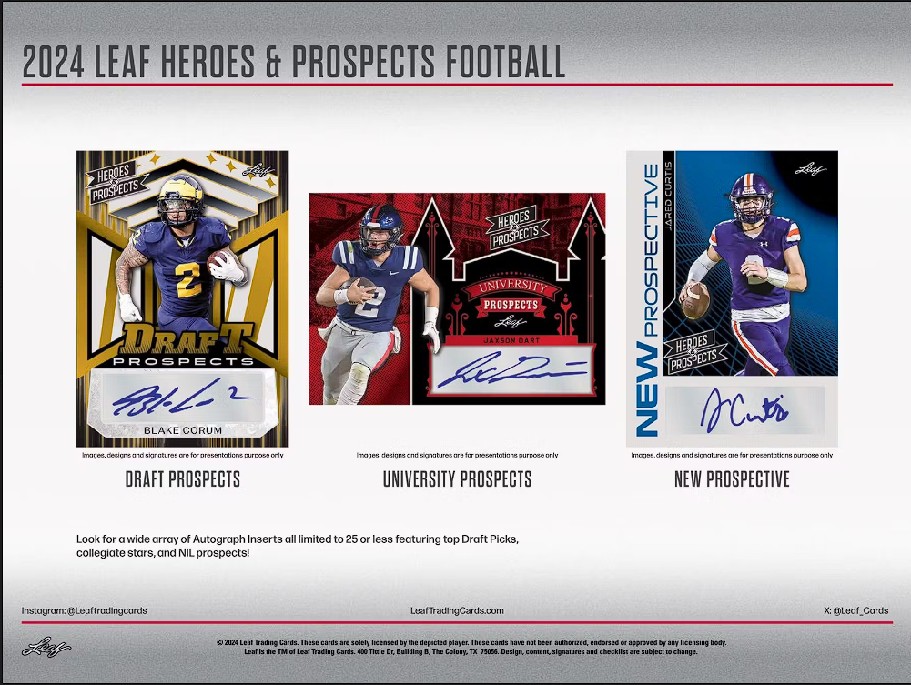 2024 Leaf Heroes and Prospects Football Hobby Box