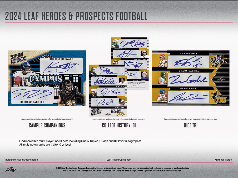 2024 Leaf Heroes and Prospects Football Hobby Box